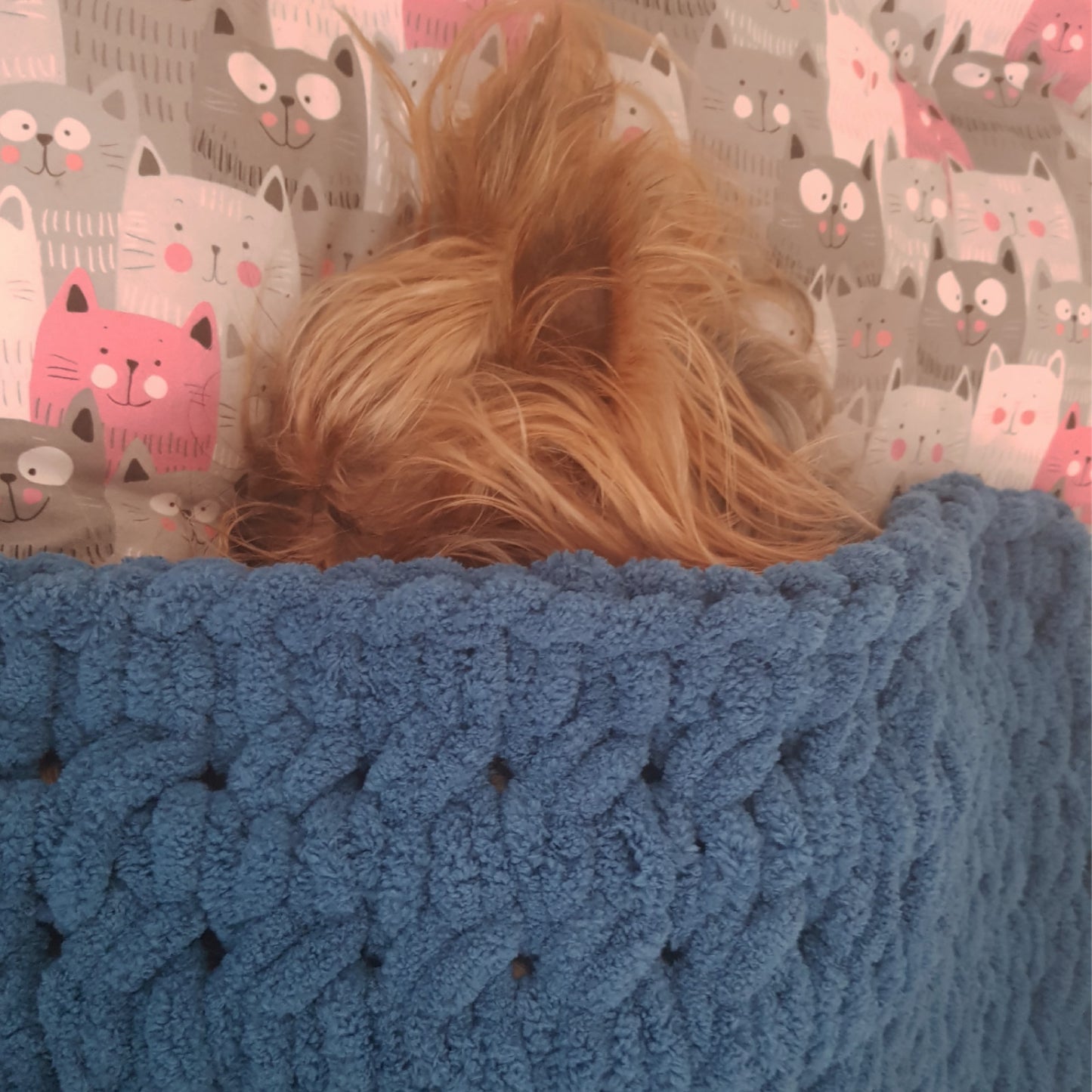 Paturica animale de companie albastru inchis 52x47 cm, Blanosic (lucrata manual)