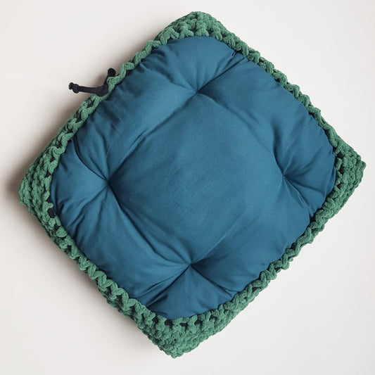 Culcus pentru caini si pisici, albastru-verde, 50x45 cm (lucrat manual)