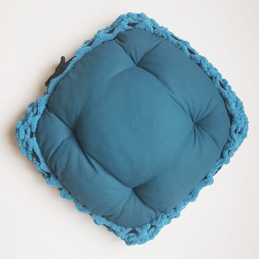 Culcus pentru caini si pisici, bleumarin-albastru, 50x45 cm (lucrat manual)