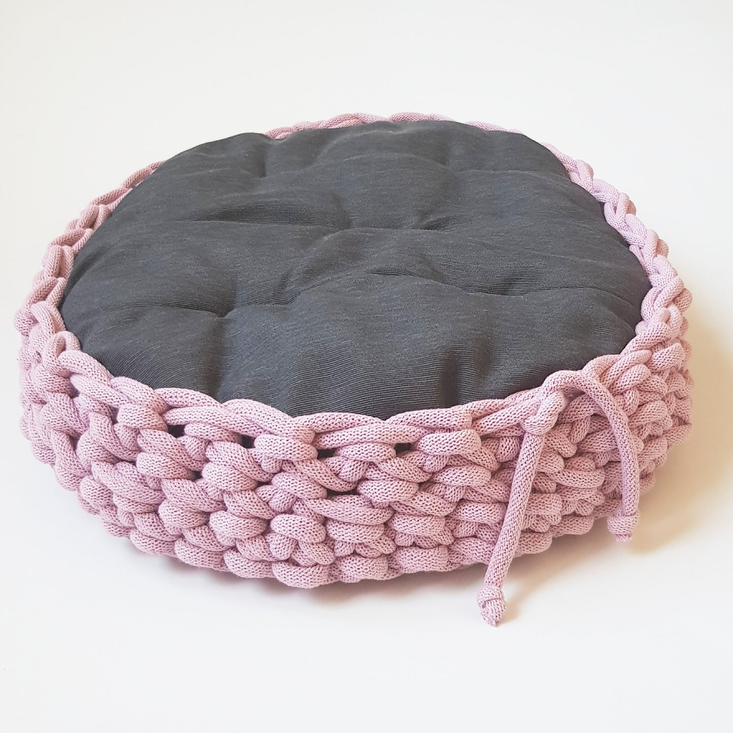 Culcus bumbac pentru caini si pisici, roz, 55x40 cm (lucrat manual)