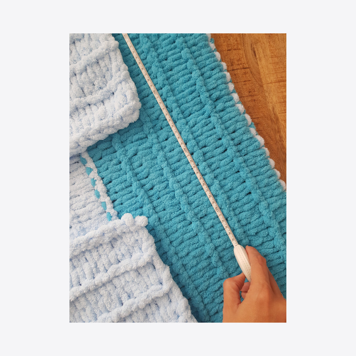 Handmade ZUF - Paturica copil, turcoaz-bleu, 75x100 cm, Blanosic